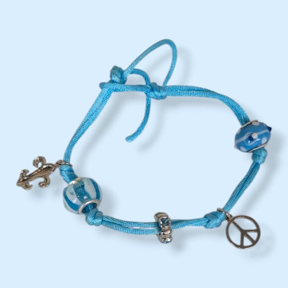 (2/$20) Blue Cord Charm Bracelet - Picture 1 of 4
